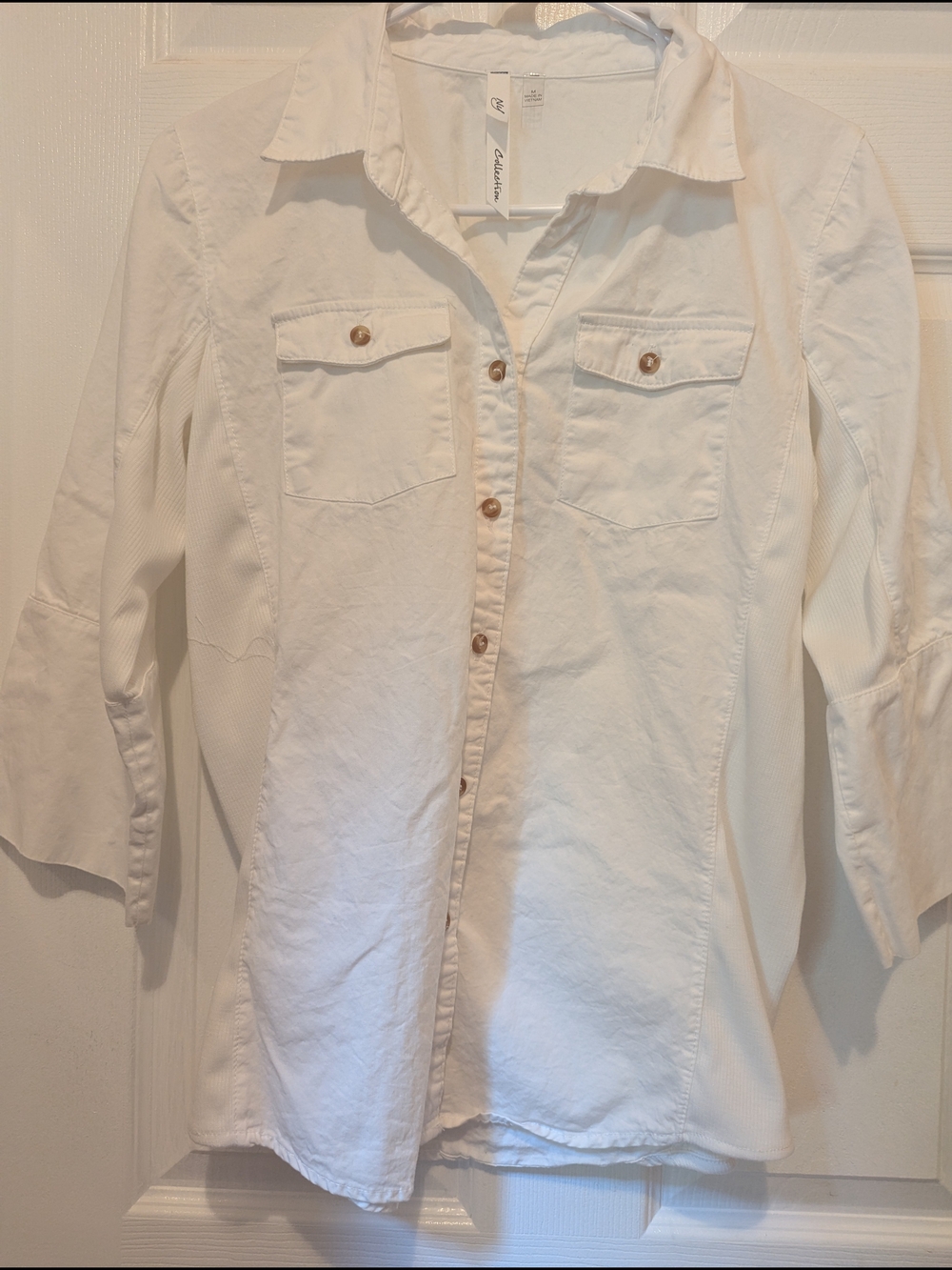 NY Collection White Button-Down Shirt